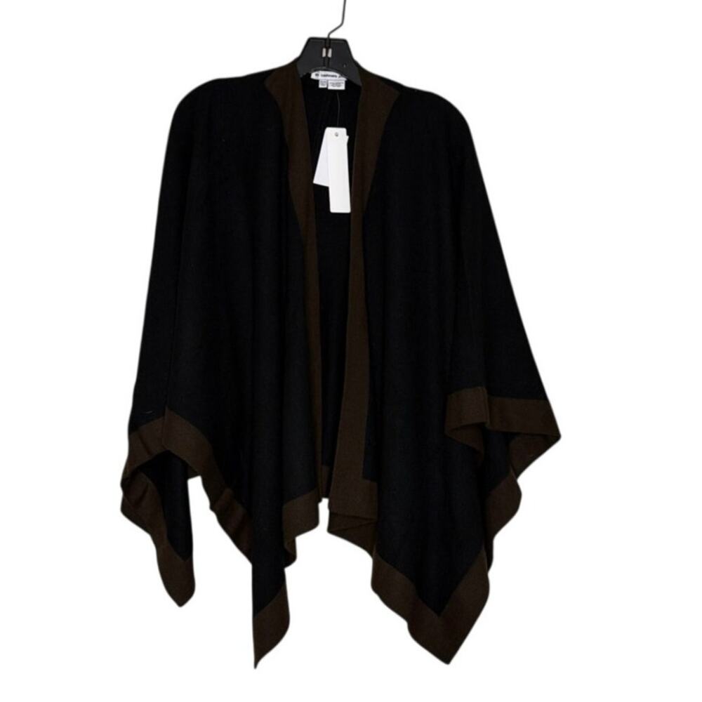 The Cashmere Project 100% Cashmere Reversible Poncho Open Front Wrap Scarf OS